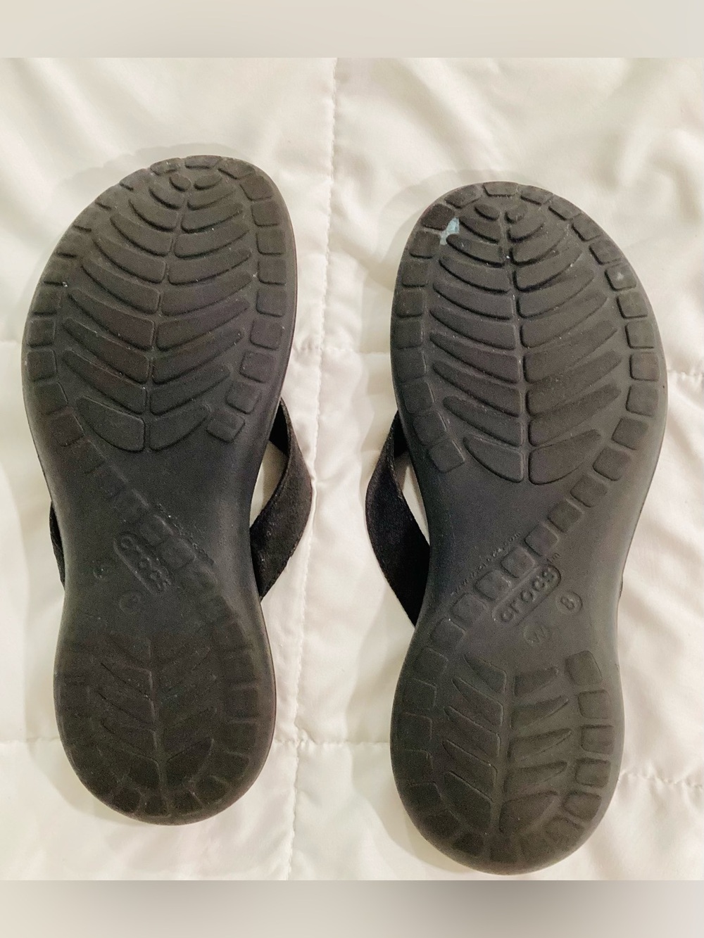 CROCS Women’s Size 8 Capri V Dual Comfort Black Shimmer Flip Flop-Discontinued - Picture 5 of 10